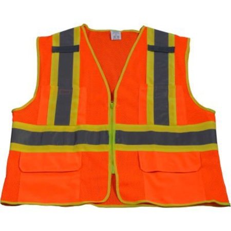 PETRA ROC INC Petra Roc Two Tone DOT Safety Vest, ANSI Class 2, Polyester Mesh, Orange/Lime, 4XL/5XL OVM2-CB1-4X/5X